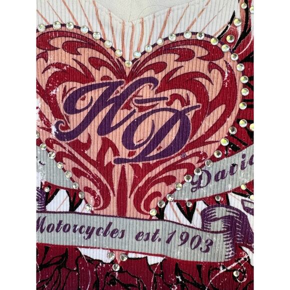 Harley Davidson Ribbed VNeck Shirt-Size Large - Picture 2 of 6